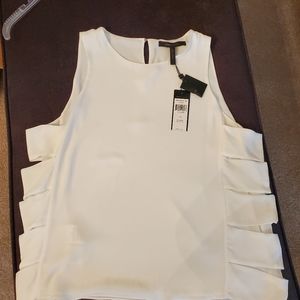 BCBG white sleeveless top, 100% polyester